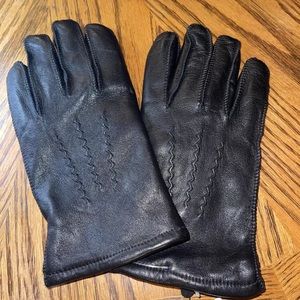 Fownes Leather Black Gloves Wool Lined